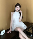 ミニドレスチュール着痩せ気質キラキラパーティー宴会大人可愛いナイトクラブ WQ2-ZED882494DXH437A