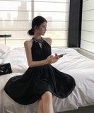 Lady's coco ミニドレス キャバドレス セクシー キラボシ レトロ ホルターネック ウエストシェイプ パーティー デート JC2-XKDD408A-7041-Oct13