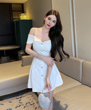 【2色】ミニドレス キャバドレス 着痩せ Aライン セクシー 気質 YH2-YM8778