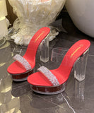 【2色】ハイヒール パンプス 透明感 キラキラ スリッパ 美脚効果 歩きやすい 流行り OL 百掛け ヒール 靴 WQ5-HS3001-2