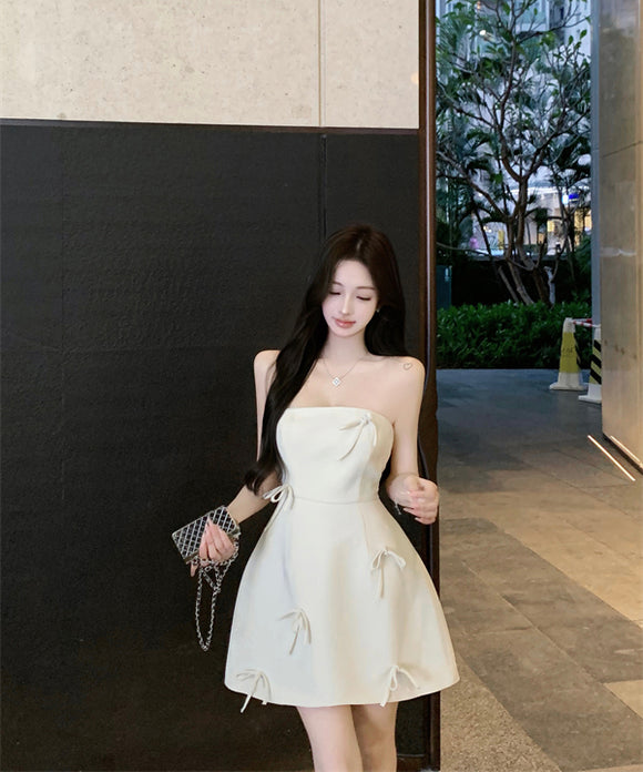ミニドレスベアトップセクシーキャバドレスエレガントリボンかわいいパーティーナイトクラブ宴会SNS話題 WQ2-MXX2202