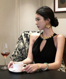 ロングドレスキャバドレスキラキラホルターネックセクシー高級感宴会パーティー誕生日谷間見せ気質 WQ2-DD4159