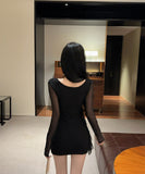 【2色】 ミニドレス キャバドレス セクシー  ナイトドレス ミニ丈 タイトワンピース オフショル Vネック リボンポイント ボディライン LW2-DD5839