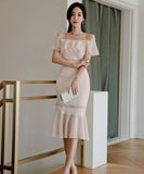 膝丈ドレス キャバドレス ワンショルダー 着痩せ セクシー エレガント おしゃれ YH2-ZED882709BH506