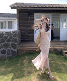 ロングドレスサンドレス花柄マーメイドドレスキャミワンピエレガント気質セクシーフラワーSNS話題 WQ2-CD7-411-65520680