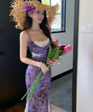 ロングドレス花柄キャミワンピレースセクシーエレガントマーメイドドレス肌見せ高級感旅行 WQ2-CD6-143-71390690