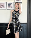 【2色】ニットドレスミニドレスホルターネックAラインエレガントセレブ風大人可愛い同伴 WQ2-ZED883111GT510B