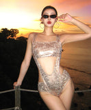 水着ビキニキラキラモノキニセクシーおしゃれ温泉ビーチ海タンキニ WQ7-DP-A10434