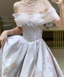 Lady's coco ロングドレス キャバドレス オフショルダー フレンチエレガント ロングドレス 大人可愛い パーティー 誕生日 結婚式 披露宴 LW2-CY11183