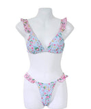 三角ビキニ水着花柄セクシーモノキニタンキニフリルビーチ海SNS話題 WQ7-XYX-Q9181