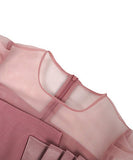 手作りドレス膝丈ドレス高級感エレガントリボン非対称チュールサテンドレスおしゃれ着痩せ気質 WQ7-JY50821