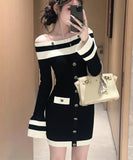 Lady's coco ミニドレス キャバドレス セクシー ギャル ニット オフショル タイトシルエット LW2-OYF66217