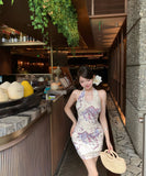 ミニドレスキャバドレスレースホルターネックバックレスドレスセクシーパーティー女子力 WQ2-MXX753