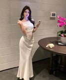 ロングドレスサテンドレス肌見せキャバドレスパーティーナイトクラブセクシーチュール WQ2-CD-2-761-77250580