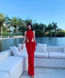 Lady's coco ロングドレス キャバドレス セクシー ルージング ホルターネック デザイン ラメ系ミニドレス パーティー 上品 LW2-XHY918211