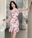 チャイナドレス ドレス 花柄 高級感 セクシー マーメイドドレス YH2-DD6031