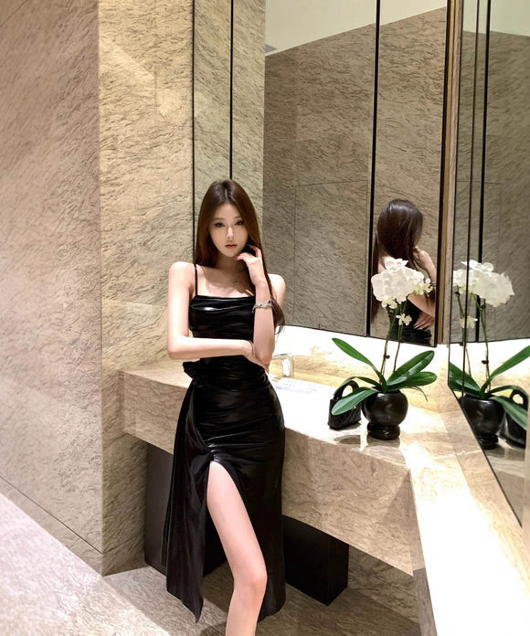 膝丈ドレスキャミワンピキラキラ着痩せ気質ナイトクラブセクシーパーティー指名新作入荷 WQ2-DD4854