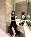 膝丈ドレスキャミワンピキラキラ着痩せ気質ナイトクラブセクシーパーティー指名新作入荷 WQ2-DD4854