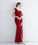 【5色】ロングドレス 不規則 セクシー 肌見せ 演奏会 宴会 マーメイドドレス YH2-YEY18933#