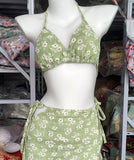 3点式セットビキニ水着ワンピース花柄パフスリーブセクシー大人可愛いモノキニタンキニビーチ海 WQ7-DP-A33262