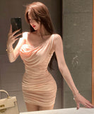 ミニドレスワンーショルダーキャバドレスセクシーパーティーナイトクラブdollキャバクラ着痩せ肌見せ WQ2-XKD-D342-8052-Apr6