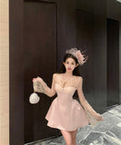 ミニドレスレースセレブ風カワセクシーAラインお姫様パーティー宴会誕生日ドレス高級感気質 WQ2-XKD-D452-1033-Mar2