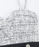 Lady's coco ミニドレス キャバドレス セクシー タイトミニワンピース Vネック スリット入り バイカラーデザイン 背中開き ボディコン デート 指名 クラブ LW2-YM8889