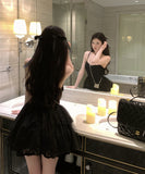 ミニドレス キャバドレス キャミワンピ ピュアセクシー フリルドレス レース刺繍 網紗 ウエスト絞り パーティー JC2-ZED88358DXH34