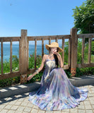 ロングドレス 海辺リゾート フレンチキャミソールワンピース 気品あふれる アシンメトリー レトロエレガント 写真映え デート JC2-CD1-E289-82050600