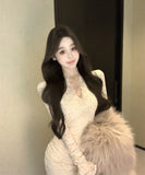 【2色】ミニドレス キャバドレス タイトドレス セクシー 大人フェミニン レースカットアウト Vネック ボディコン デート ナイトクラブ JC2-XKDD355-6601-Aug27