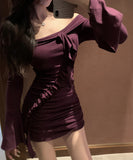 【2色】ミニドレスタイトドレスオフショルダータイトドレスセクシーキャバキャバ同伴 WQ2-ZED882381DXH437