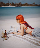 ビキニ チェリー柄 セクシー かわいい Vネック ビーチ 水着 谷間露出 YH7-DP-A32654