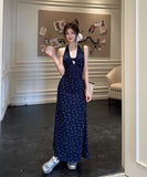 ロングドレスホルターネックレース花柄谷間見せセクシー夏着痩せ気質エレガント同伴 WQ2-MXX80133