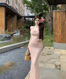 ロングドレスキャバドレスタイトドレスホルターネックバックレスドレスリボンセクシーナイトクラブ夏 WQ2-MXX6735#