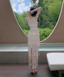 ロングドレス セクシー ホルターネック レース ノースリーブ タイトシルエット 大人可愛い デート お出かけ 結婚式におすすめ JC2-CD1-E285-79990580