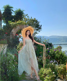 ロングドレス リゾートウェア ハーネスネック 花柄 フリル シフォン フレンチテイスト レトロ JC2-CD4-516-53040800