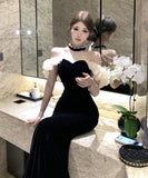 ロングドレス キャバドレス セクシー セレブ風 ホルターネック ハンドメイドビジュー付き ノースリーブ ベルベット タイトドレス パーティー JC2-ZED882610DXH437