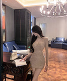 Lady's coco ミニドレス キャバドレス セクシー レース カットアウト タイトミニワンピース 長袖 ウエストマーク ボディコン デート LW2-DD5916