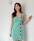 ミニドレスキャバドレス非対称スクエアネックセクシー谷間見せ指名同伴韓国っぽ大人可愛い WQ2-ZED885989A71