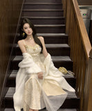 Lady's coco ロングドレス キャバドレス  セクシー フレンチスタイル 上品  ジャカード 着痩せ 秋新作 パーティー ドレス風 パーティー 二次会 LW2-XKDD335B-6515-Oct14