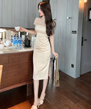 手作り 膝丈ドレス マーメイド エレガント 気質 レース セレブ風 高級感 YH2-JY10079