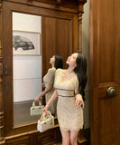 ミニドレスキャバドレスレースパフスリーブかわいい気質女子力着痩せ韓国っぽ通勤同伴 WQ2-XKD-D452-1037-Mar2