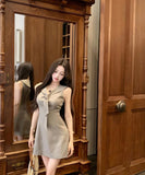 Lady's coco ミニドレス キャバドレス セクシー キラボシ レトロ ウエストシェイプ デート LW2-XKDZD335A-3105-Sep21