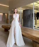 ロングドレスホルターネックサンドレスバックレスドレスセクシー谷間見せVネック小顔ハイウエストセクシーエレガント WQ2-CD3-227-10430730