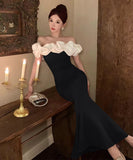 【3色】膝丈ドレス キャバドレス ワンショルダー 宴会 着痩せ セクシー おしゃれ YH2-ZED885368DXH238B