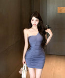 キャバドレスミニドレスワンーショルダーパーティー宴会セクシーナイトクラブ着痩せ気質姉谷間見せ WQ2-XKD-D342-8044-Apr5