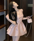 ミニドレスAラインリボンセクシー誕生日パーティー宴会かわいい高級感エレガント WQ2-SJHY10905