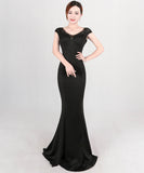 【4色】ロングドレスマーメイドドレスナイトドレスエレガントオフショルダーセクシー高級感手作りドレス宴会パーティー演奏会 WQ2-YEY8050#