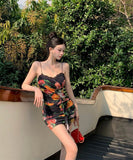 キャバドレスミニドレスキャミワンピ花柄セクシー指名チュール非対称フリルレース肌見せ WQ2-CD5-109-81690480