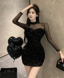 【2色】ミニドレス 透け感 エロかわいい キラキラ セレブ風 XH2-ZRD882405DXH417